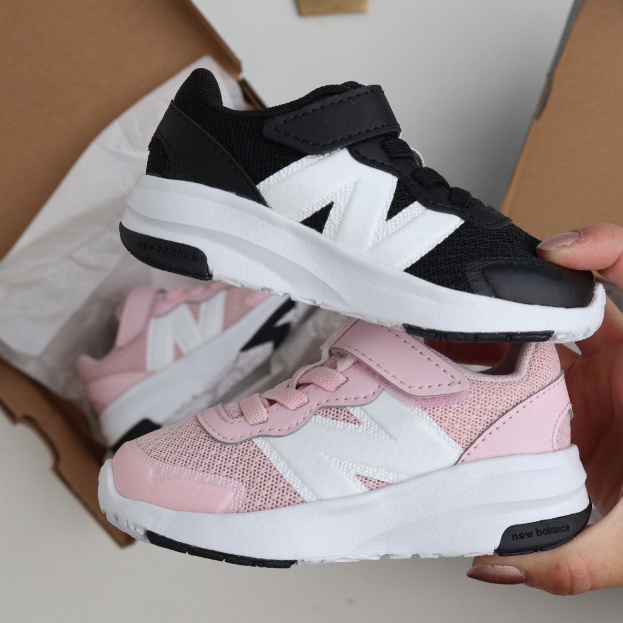 New Balance Rose Sugar New Balance FreshFoam 578 Kids Bungee Lace With Top Strap