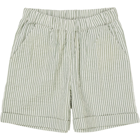COPENHAGEN COLORS Green W Cream Stripe Seersucker Shorts Sporty