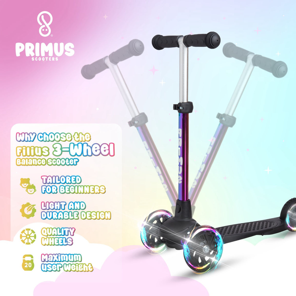 Primus Rainbow Filius Trehjulet Løbehjul Til Børn