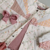 Wheat Ivory Checked Flowers Quilt Jacket Inga