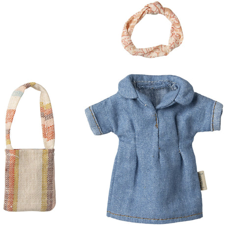 Maileg Denim Dress And Bag, Mum Mouse