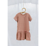 Petit Piao Light Berry/Dark Off White Dress S/S Modal Striped
