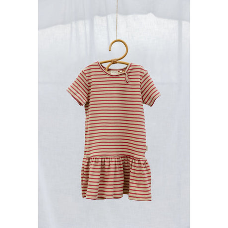Petit Piao Light Berry/Dark Off White Dress S/S Modal Striped
