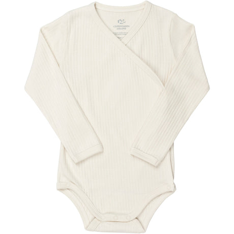 COPENHAGEN COLORS Cream Baby Rib Jersey Body Crossover W. Longsleeve