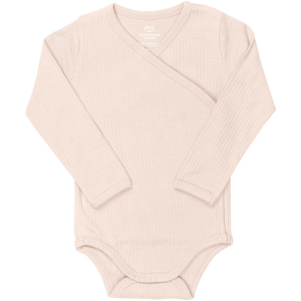COPENHAGEN COLORS Soft Pink Baby Rib Jersey Body Crossover W. Longsleeve