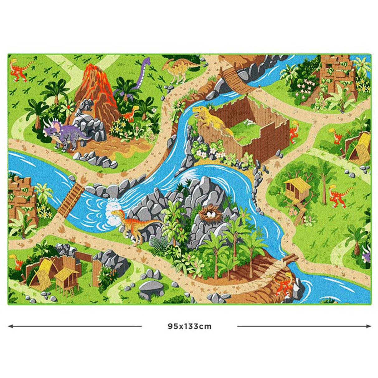 Rebel Roads Dino World Carpet - 95 X 133 Cm