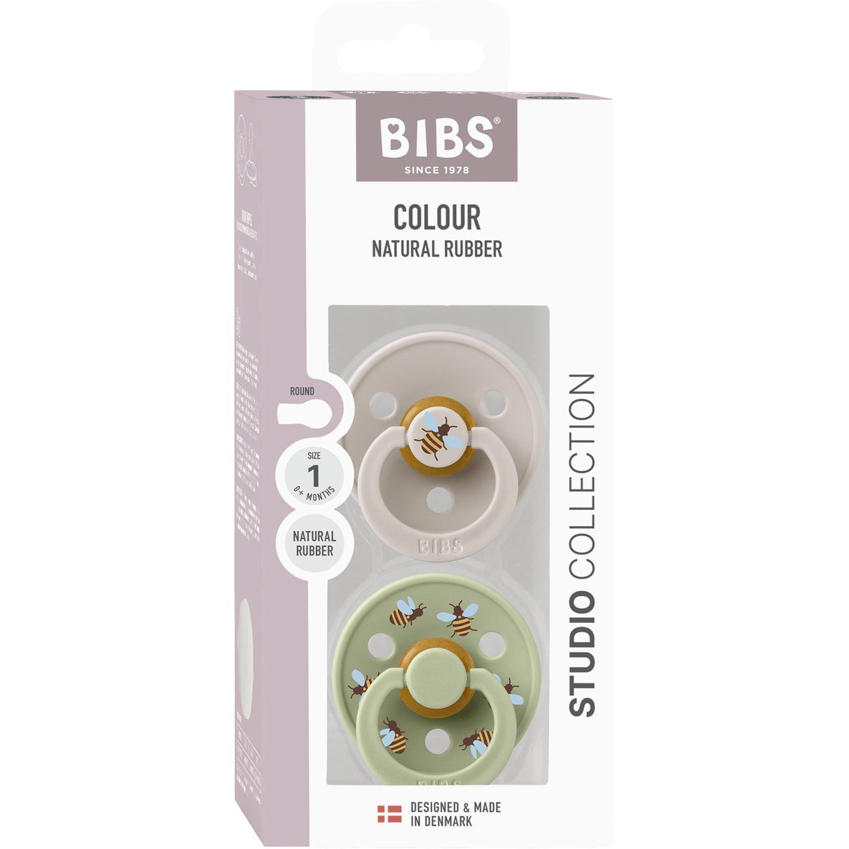 Bibs Mushroom Mix Pacifier Studio Colour Bumblebee Latex 2-Pack