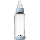 Bibs Baby Blue Glass Baby Bottle Round Silicone Medium Flow