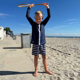 Petit Crabe Blue Basic Zipper Uv-Swim Shirt L/S