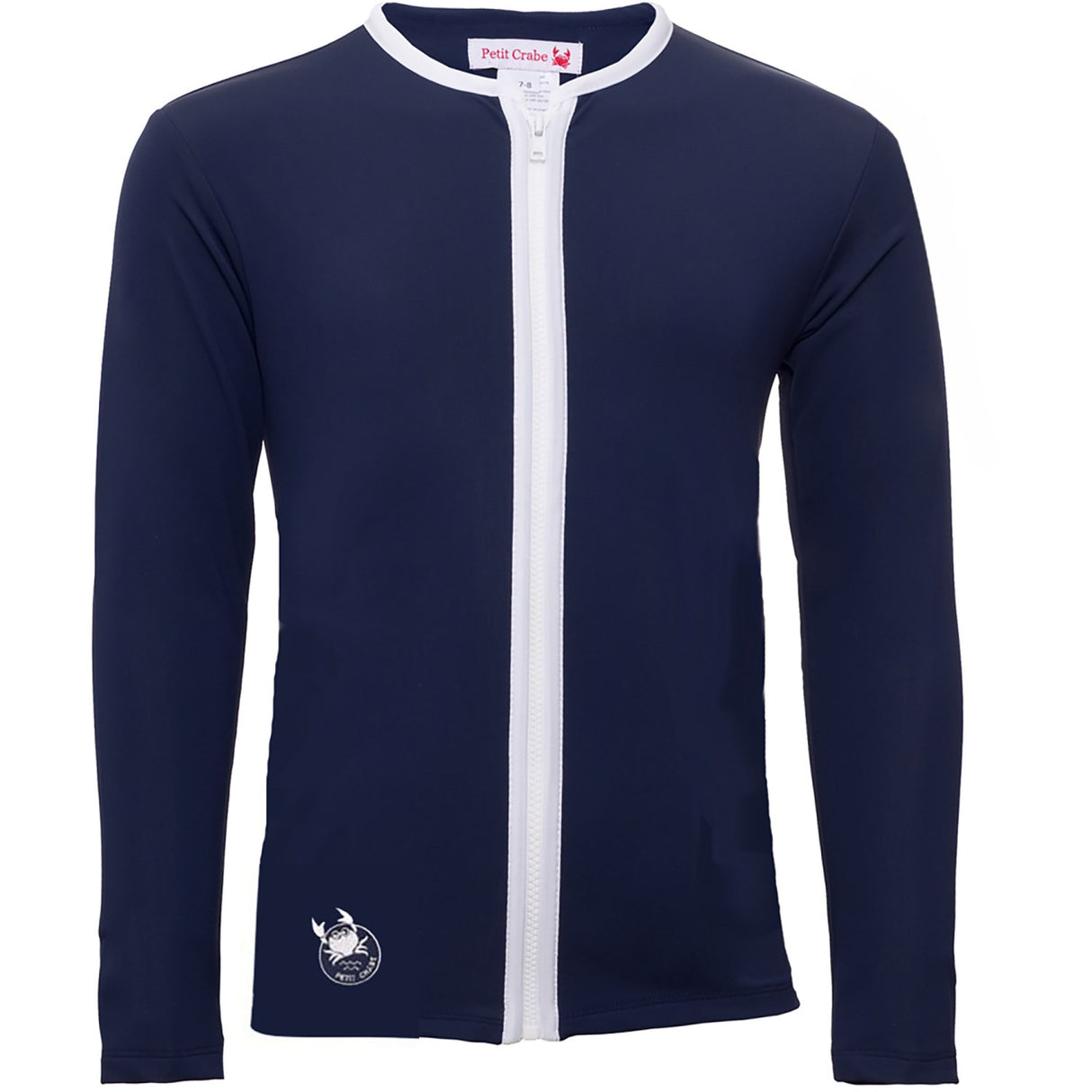 Petit Crabe Blue Basic Zipper Uv-Swim Shirt L/S