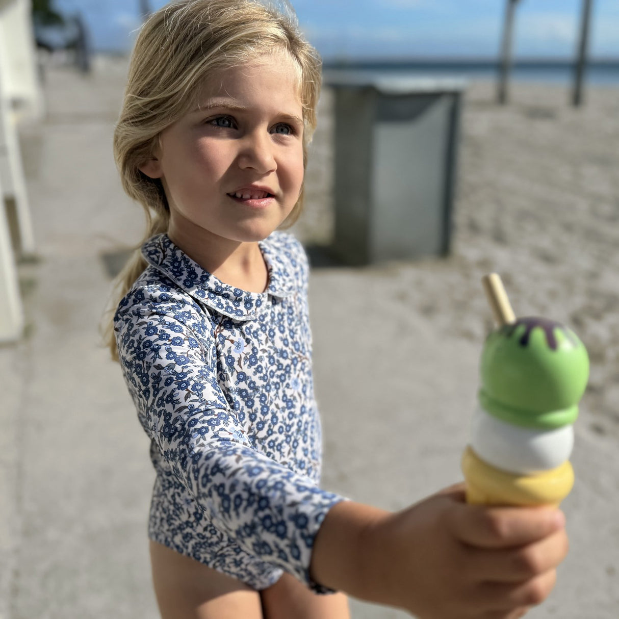 Petit Crabe Empress B Peeter Pan Collar Swimsuit L/S - Made With Liberty© Fabric