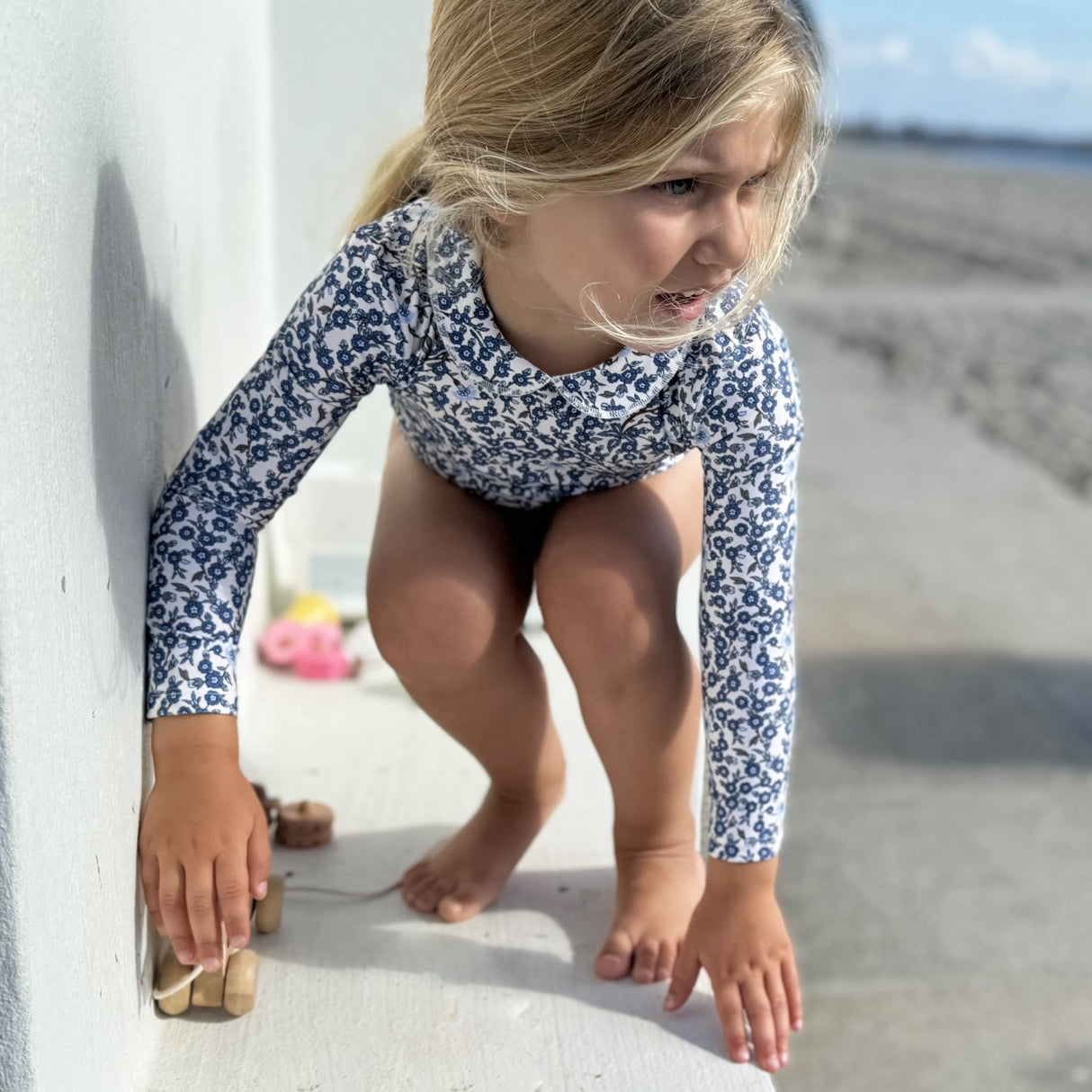 Petit Crabe Empress B Peeter Pan Collar Swimsuit L/S - Made With Liberty© Fabric