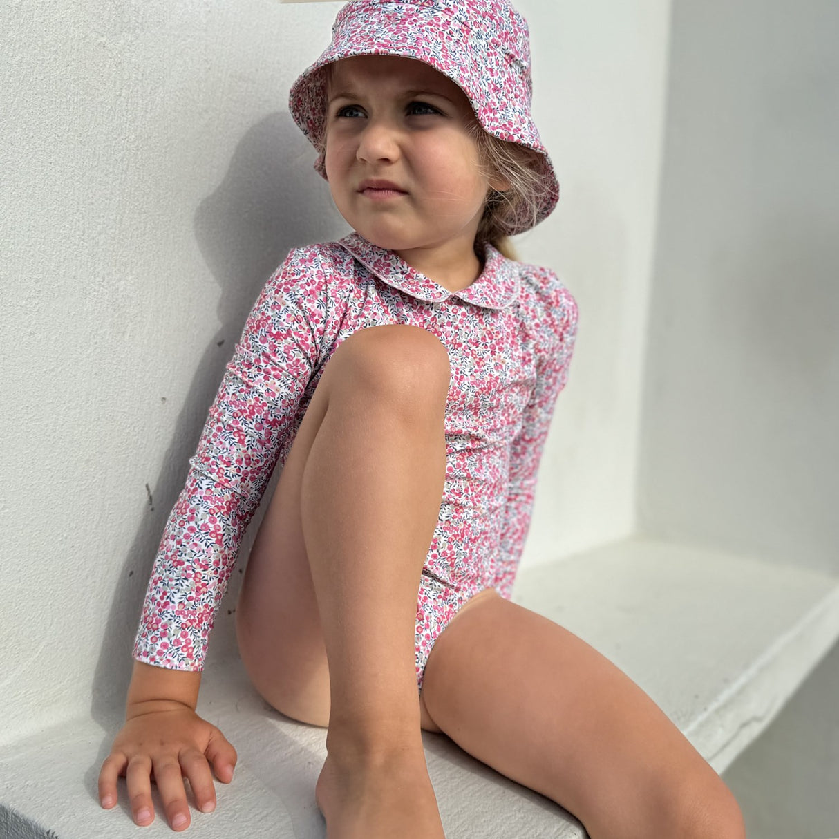 Petit Crabe Wiltshire Bud Peeter Pan Collar Swimsuit L/S - Made With Liberty© Fabric