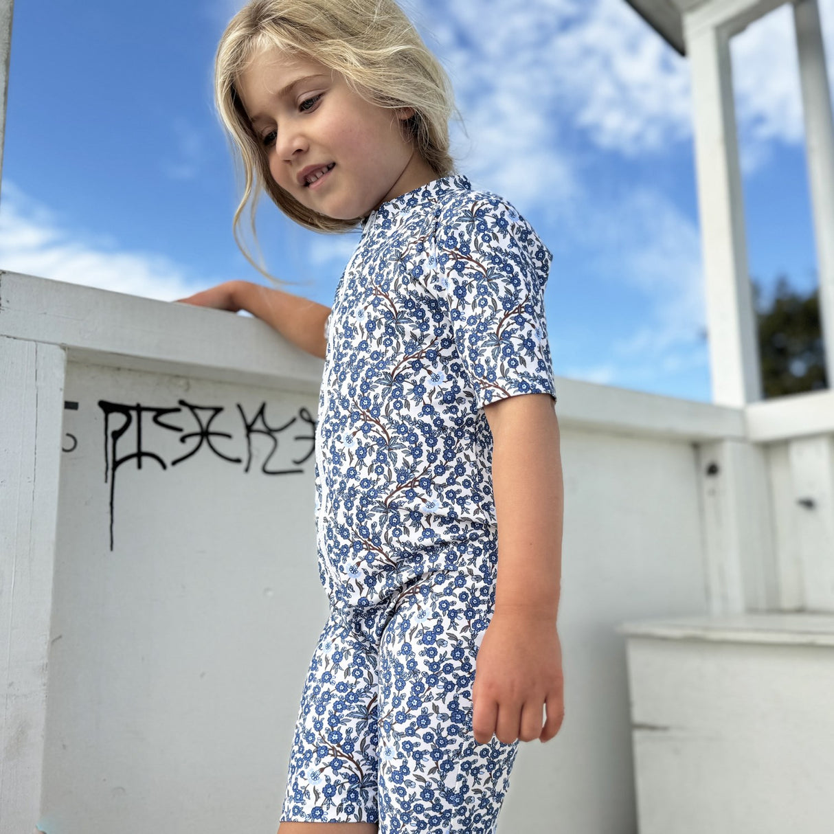 Petit Crabe Empress B Natsu Sunsuit S/S - Made With Liberty© Fabric