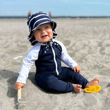 Petit Crabe Blue/White Multi Color Sunsuit L/S