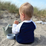 Petit Crabe Blue/White Multi Color Sunsuit L/S