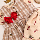 Petit Piao Off White Heart Dress S/L Woven