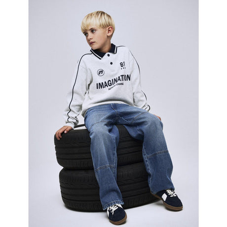 Name It Light Grey Melange Nkmkris Ls Nreg Polo