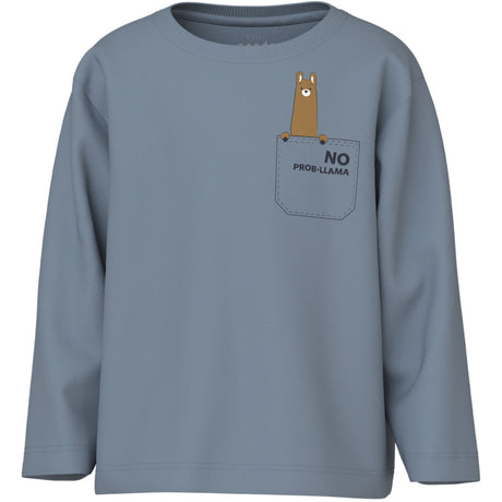 Name It Dusty Blue Llama Pocket Nmmvagno Ls Loose Top