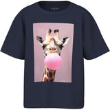 Name It Navy Blazer Giraffe Nmfvotea Ss Nreg Top