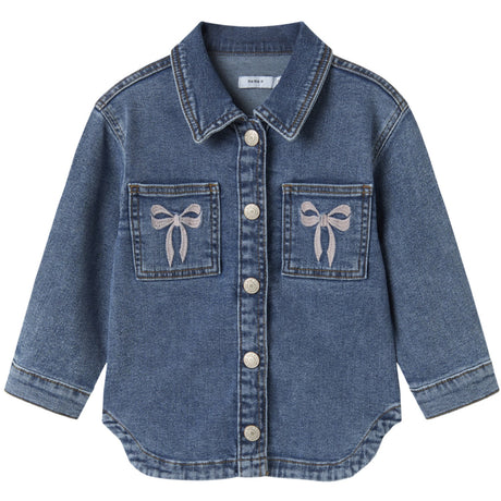 Name It Medium Blue Denim Bow Embroidery Nmfdevi Dnm Emb Jacket 1224-Sm K
