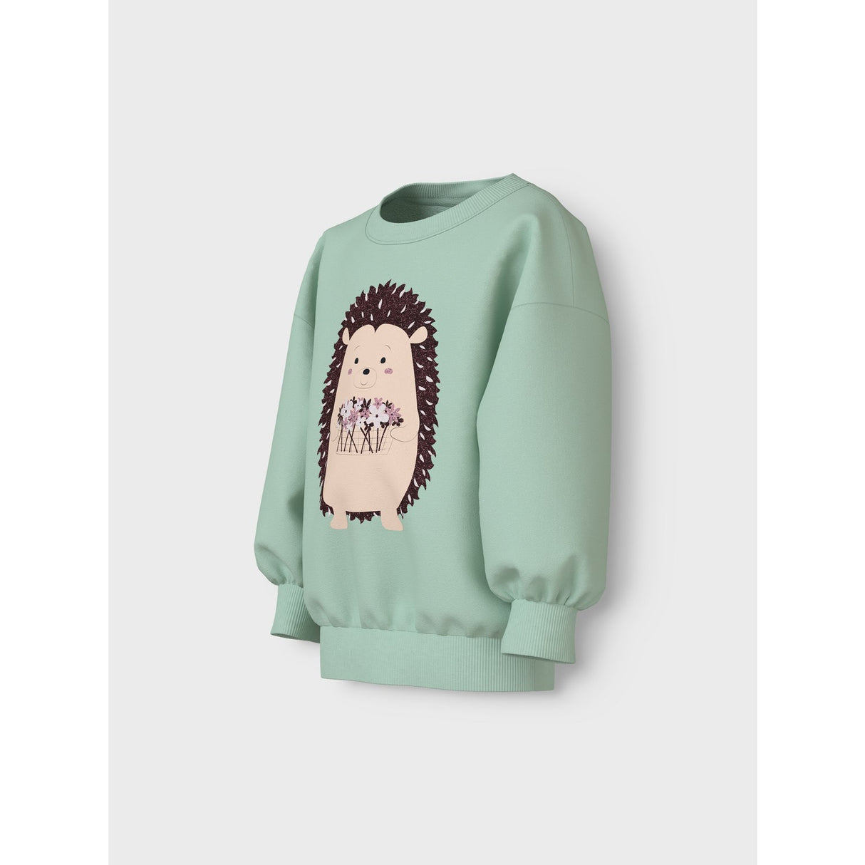 Name It Gossamer Green Hedgehog Nmfvalona Ls Long Rlx Sweat Unb