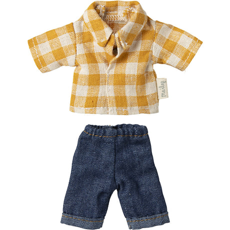 Maileg Yellow Checked Shirt And Pants, Dad Mouse