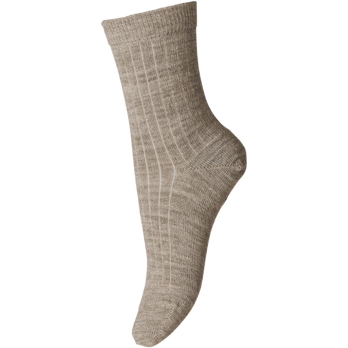 Mp Danmark Light Brown Melange Wool Rib Socks