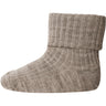 Mp Danmark Light Brown Melange Wool Rib Baby Socks
