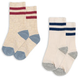 Konges Sløjd Off White/Multi Strip 2 Pack Rib Socks