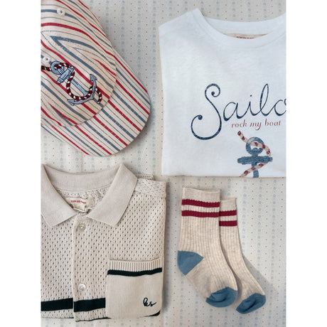 Konges Sløjd Off White/Multi Strip 2 Pack Rib Socks