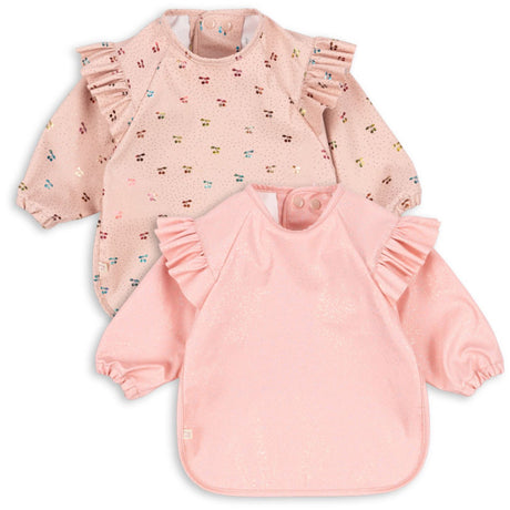 Konges Sløjd Cherry Sparkle 2 Pack Dinner Bib With Sleeves And Frill