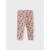 Name It Shadow Gray Bows Nbfwang Wool Rib Leggings Aop