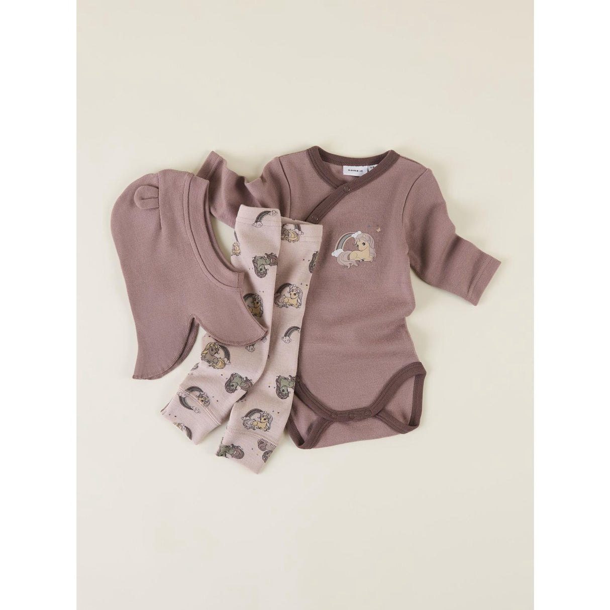 Name It Shadow Gray Unicorn Nbfwillit Wool Leggings