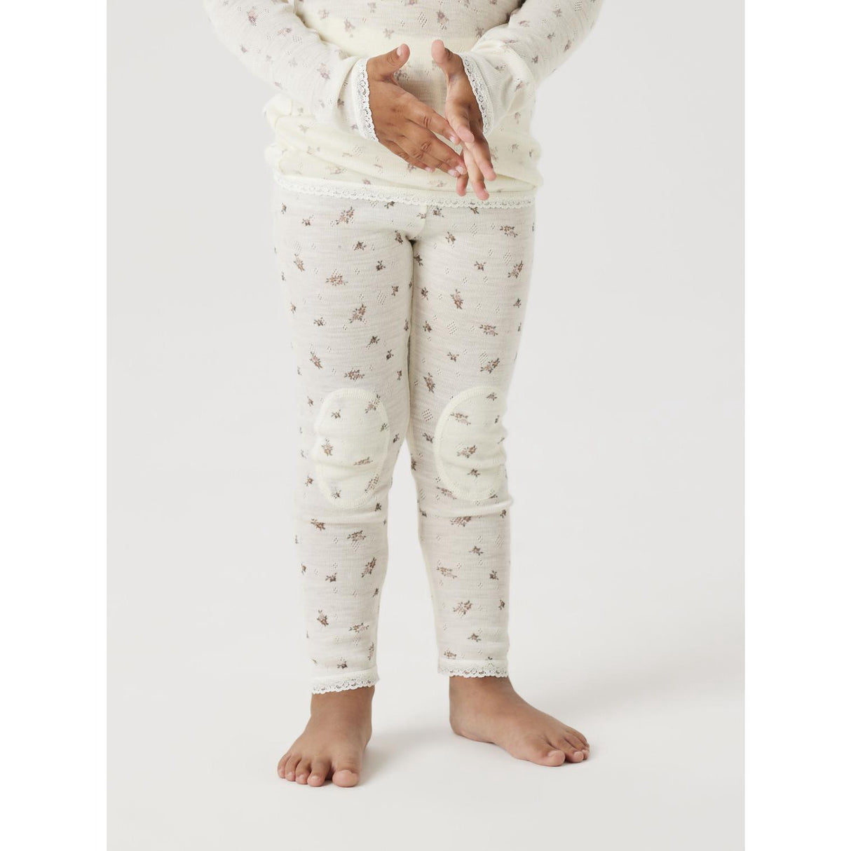 Name It Snow White Small Flowers Nmfwang Wool Needle Leggings Noos