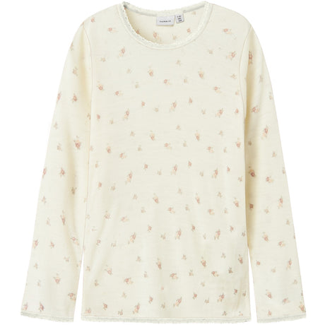 Name It Snow White Small Flowers Nkfwang Wool Needle Ls Top