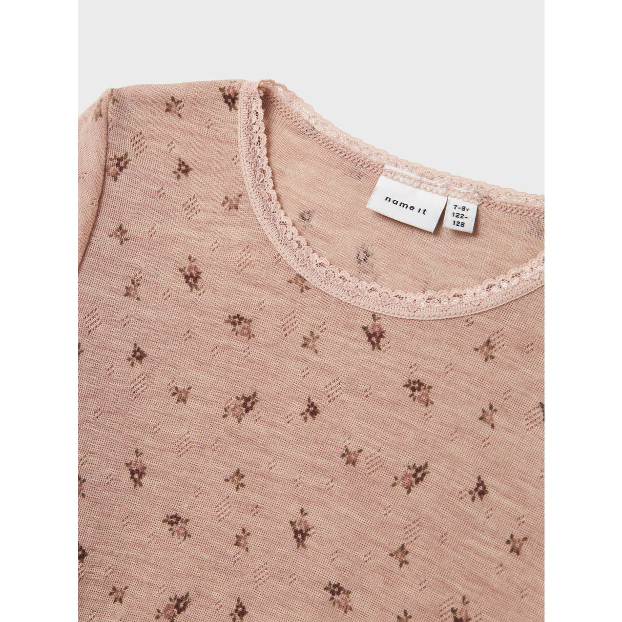 Name It Shadow Gray Small Flowers Nkfwang Wool Needle Ls Top