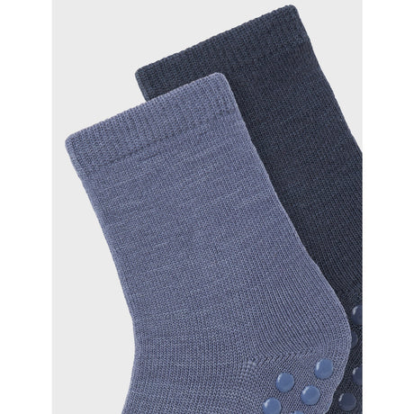 Name It Folkstone Gray Nmmwak Wo/Bl 2P Socks W/Non Skid
