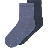 Name It Folkstone Gray Nmmwak Wo/Bl 2P Socks W/Non Skid