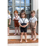 Silly Silas Olive Striped Shorty Tights With Braces