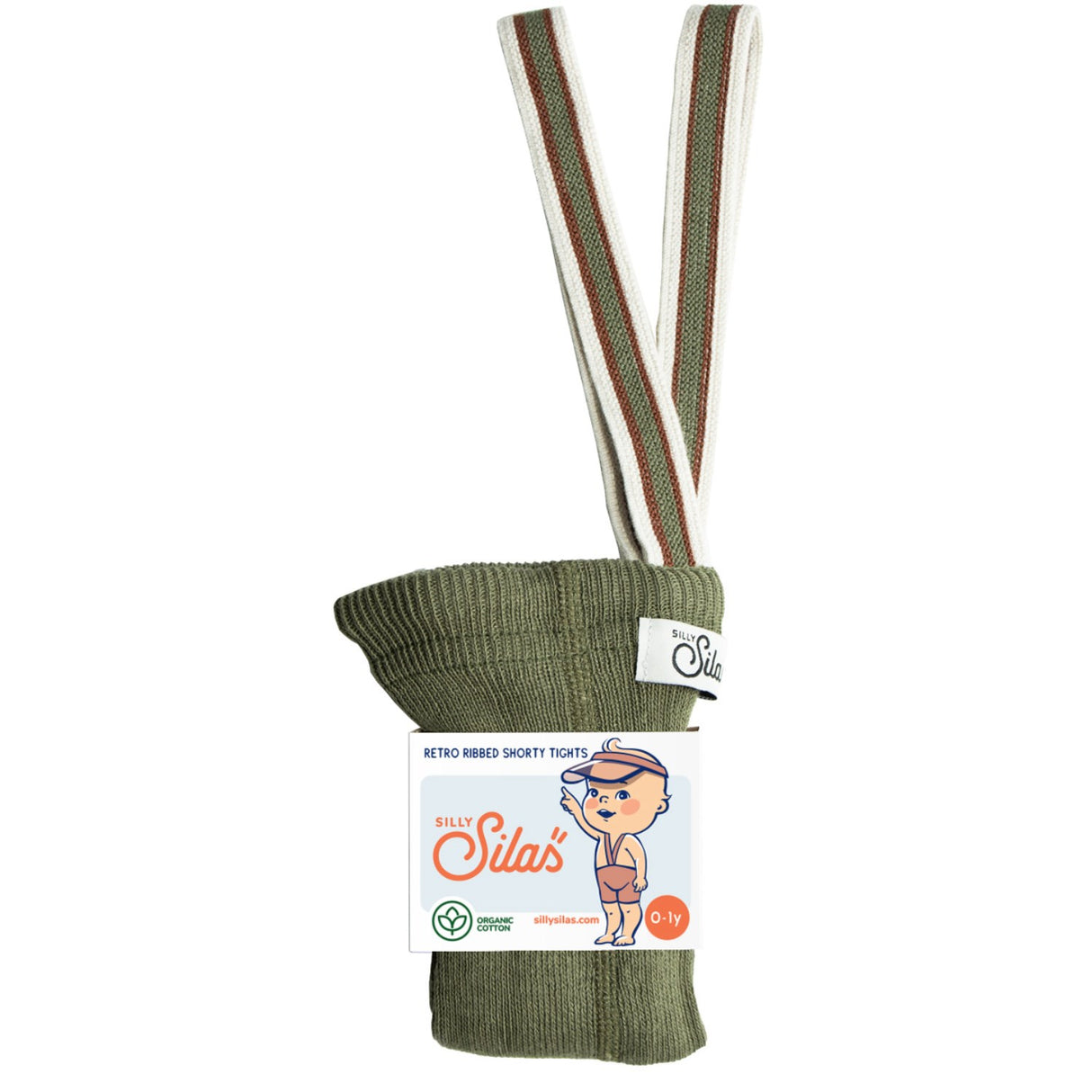 Silly Silas Olive Striped Shorty Tights With Braces