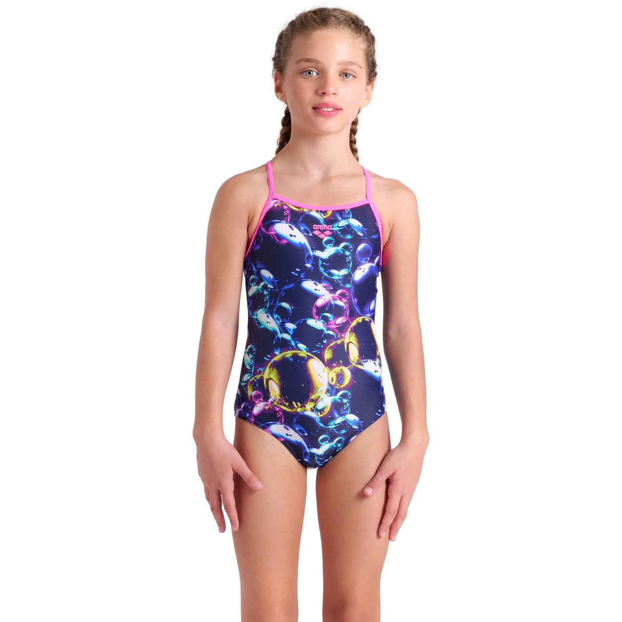 Arena Multi Girl'S Arena Soap Bubbles Swimsuit Light Drop Back