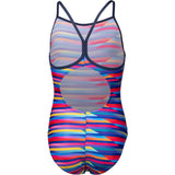 Arena Multi Girl'S Arena Racing Stripe Swimsuit Lightdrop Back