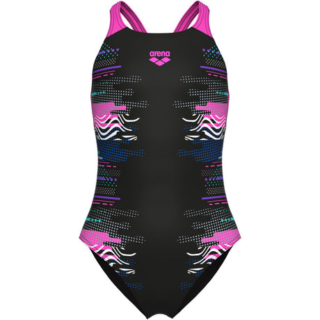 Arena Black Multi- Girl'S Arena Rhythm Swimsuit V Back L
