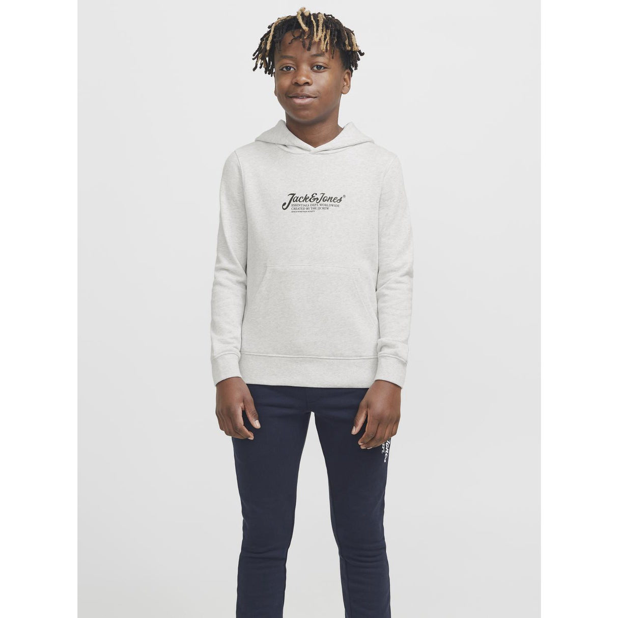 Jack & Jones Junior White Melange Jjbeau Sweat Hood Jnr