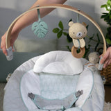 Ingenuity Grey Cosy Spot Baby Bouncer With Activity Arch In Wood