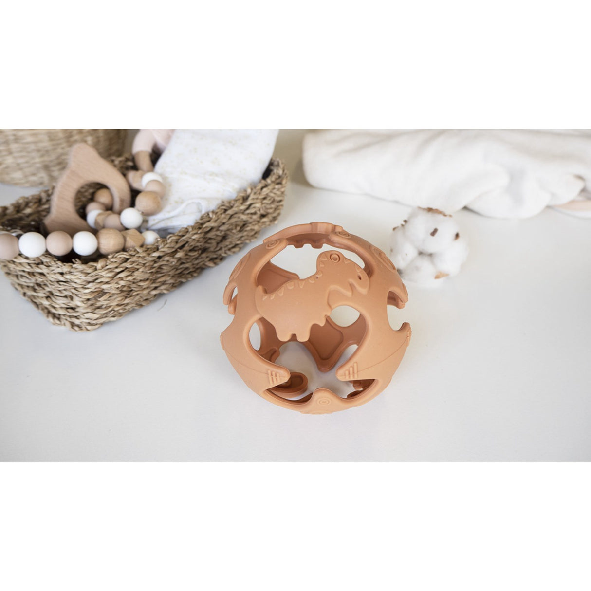 Tiny Tot Ocher Silicone Ball Dino