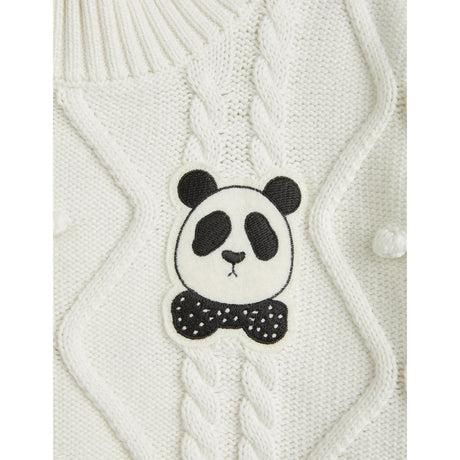 Mini Rodini Offwhite Panda Texture Knit Sweater