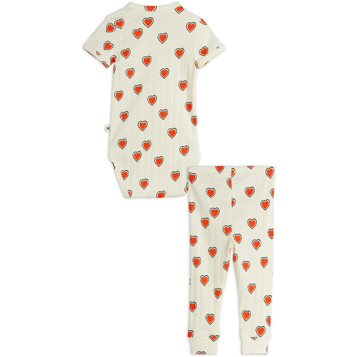 Mini Rodini Offwhite Outlined Hearts AOP Baby Set