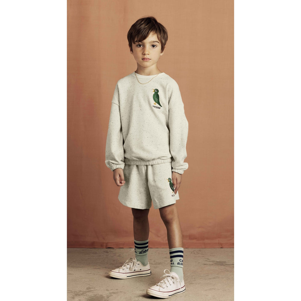 Mini Rodini Offwhite Bird Emb Neps Sweatshirt